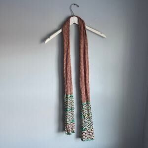 Missoni Knit Brown Teal Chevron Silk Blend Old Money Scarf
